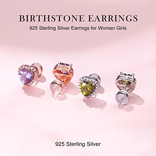 925 Sterling Silver Stud Earrings For Women, Yellow August Heart Birthstone Created Peridot Earrings Earrings Jewelry Gifts For Women Teen Girls Her Mom Girlfriend Wife Birthday #TOP4