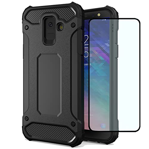 KOARWVC Phone Case for Galaxy A6 2018 Case, SM-A600U Samsung A6 Case, with HD Screen Protectors TPU+PC Shockproof Protective Phone Cases Cover for Samsung Galaxy A6 2018 Black