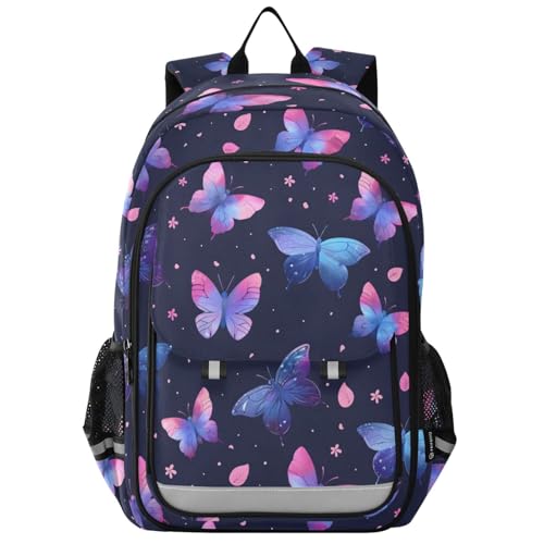Sac à dos pour ordinateur enfants papillon rose violet antichoc et étanche