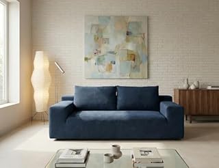 Galyar Canapé Chic 2 Places, 180 cm, Moderne, en Mousse compressée sous Vide, sans Montage (Velours Bleu Marine, 2 Places)