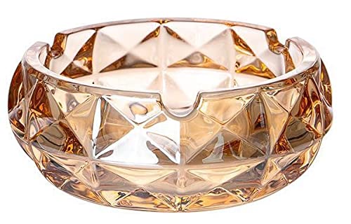 (pont du monde) 灰皿 高級灰皿 Ashtray おしゃれ インテリア クリスタル灰皿 アシュトレイ (琥珀色)