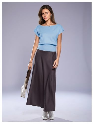 Image of WDIRARA Women's Off The Shoulder Tops Casual Short Sleeve Tunic T Shirts Lightweight Knit Sweaters