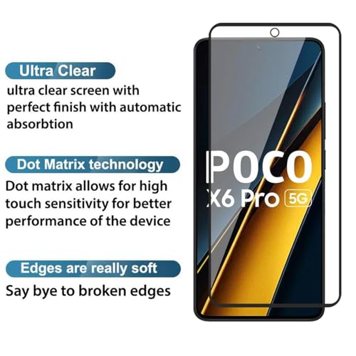 Image of SHILD Tempered Glass Screen Protector Compatible for X6 Pro 5G / Poco X6 5G / Poco F6 / Poco F5 / Poco X6 Neo - 6.67-Inch Display - Full Edge-to-Edge Coverage 9H Hardness, Easy Installation Kit