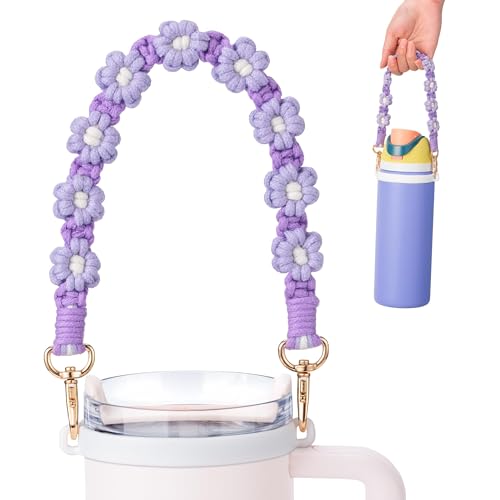 Image of Water Bottle Handle Strap for Stanley Cup, Owala and Most 12-40oz Bottles | Handle Strap for Hydro Flask, for HydroJug, Easy To Carry, Boho Hand-Woven, for Commutes, Outdoor Use