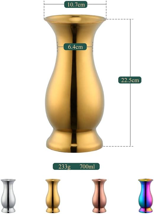 Miniatura 2 de Jarrones de mesa de acero inoxidableflorero de acero inoxidable de escritorio brillante para el hogar 4.2 "x 8.8" - dorado