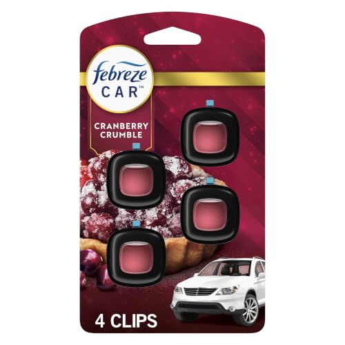 Febreze Car Air Freshener, Odor-Fighting Automotive Vent Clip, Scented Car Accessories, Long Lasting for Strong Odors, Cranberry Crumble Scent, 4 Count - image 1