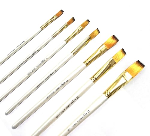 Image of amazon basics 7pc Artist Paintbrush Set for Acrylic,Watercolor & Gouache Painting for Beginners and Professionals (Flat)