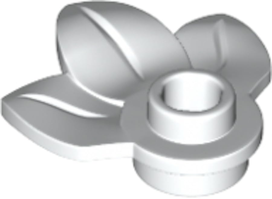 LEGO Plant Plate, Round 1 x 1 with 3 Leaves Part 32607 (White, 10, Bricks) โ image 1
