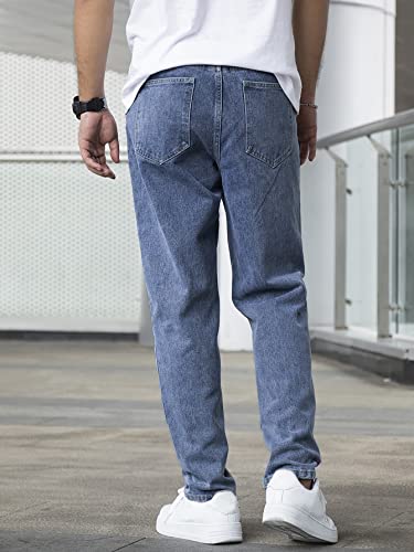 Image of AVANOVA Men's Slant Pocket Wide Leg Jeans - Casual Loose Fit Denim Pants, Cotton Blend Trousers with Slant Pockets for Daily & Streetwear (Jeans-139)