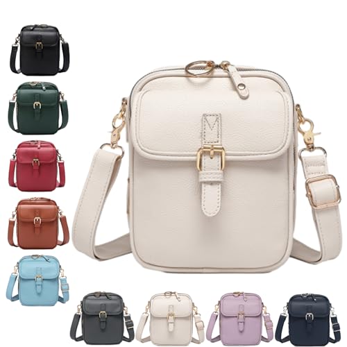 Crossbody Leather Bag, Tojoyride Vintage Crossbody Bag for Women Men, Leather Shoulder Purse with 10 Card Slots