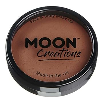 Pro Face & Body Paint Cake Pots by Moon Creations - Mid Brown - Professional Water Based Face Paint Makeup for Adults, Kids