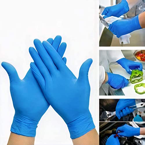 National Allergy Sky Med Disposable Blue Nitrile Gloves - Large (L) - Box of 100 Individual Gloves - Latex, Vinyl, & Powder Free - Non-Sterile - Thumbnail 2