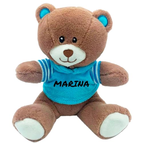 Regalos Personalizados Regalos Originales para Mujer, Hombre y Niños, Regalos con Nombre Personalizado - Peluche Personalizado Único y Exclusivo - Regalos de Cumpleaños, Oso Peluche 20cm (Azul)