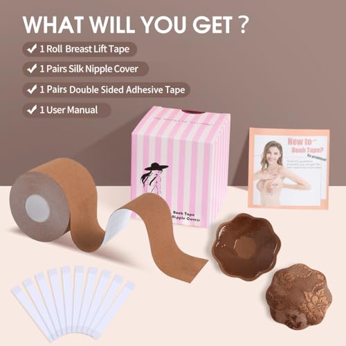 Image of Boob Tape Boobtape, 3 inch Extra Wide Bob Tape for Large Breasts, breast tape, Breast Petal Adhesive Bra