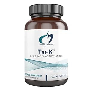 Designs for Health TRI-K – Three Forms of Vitamin K + GG, High Potency Supplement – 2000mcg Vitamin K1, 500mcg K2 MK-4 – Non-GMO + Gluten Free (60 Softgels)