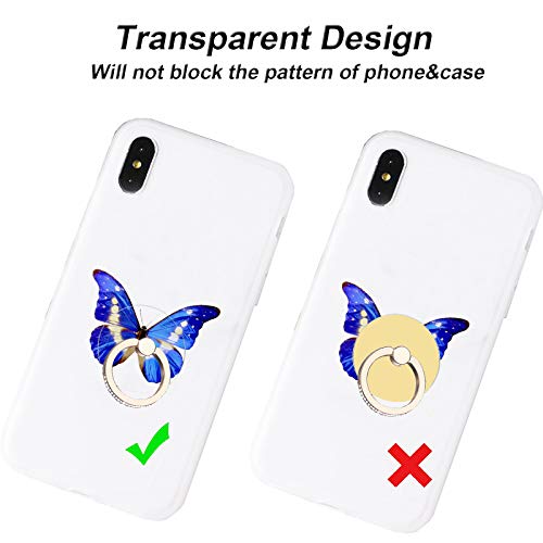 Tacomege Transparent Clear Phone Holder Ring Grips For Iphone Samsung Galaxy, Finger Ring Stand For Smartphones Tablets Cases (Round-Gold-Crystal) #TOP1