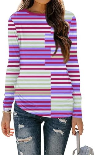 Womens Clothes Round Neck Shirt Sports Fan Flowers Print Long Sleeves Blouses Thin Workout Tunic Outfits