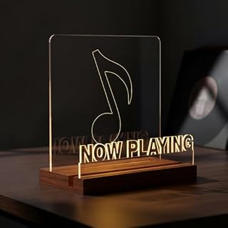 Now Playing Vinyl Record Stand, Wooden LED Vinyl Album Display Storage, Light Up Acrylic Music Collection Holder - Les Beatles, Paul McCartney, John Lennon, RIngo Starr, George Harrison