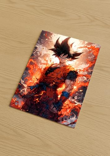 Image of NIJUKA Anime Printed A4 Size Metal sheet Poster For Home And Room Decoration | For Anime Art Fans Boys And Girls (Fan Art Goku)