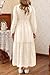 MITILLY Girls Long Sleeve Dress Elegant Floral Crew Neck A-Line Elastic Waist Formal Maxi Dresses with Belt 12 Years Apricot