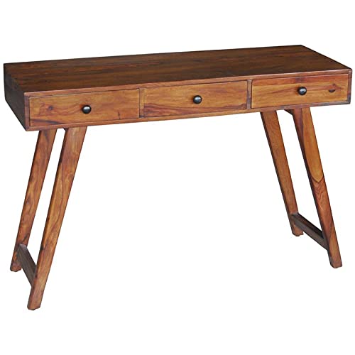 Mesa consola con 3 cajones de madera Sheesham artesanal con acabados elegantes