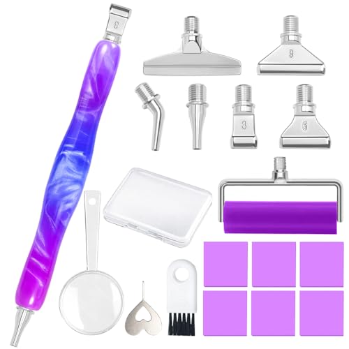 Image of Praise V Do Diamond Painting Art Drill Bead Dot Pick Pen Kit with Screw Stainless Steel Metal Tips Nibs Placers Roller Tool Accessories Ergonomic Stylus for 5D Diamond Paint Nail Art Purple Blue