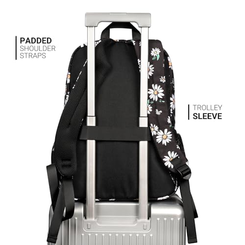 Image of ZORFIN 26L Backpack for College, and Travel: Water Resistant Bookbag - Daisy Black