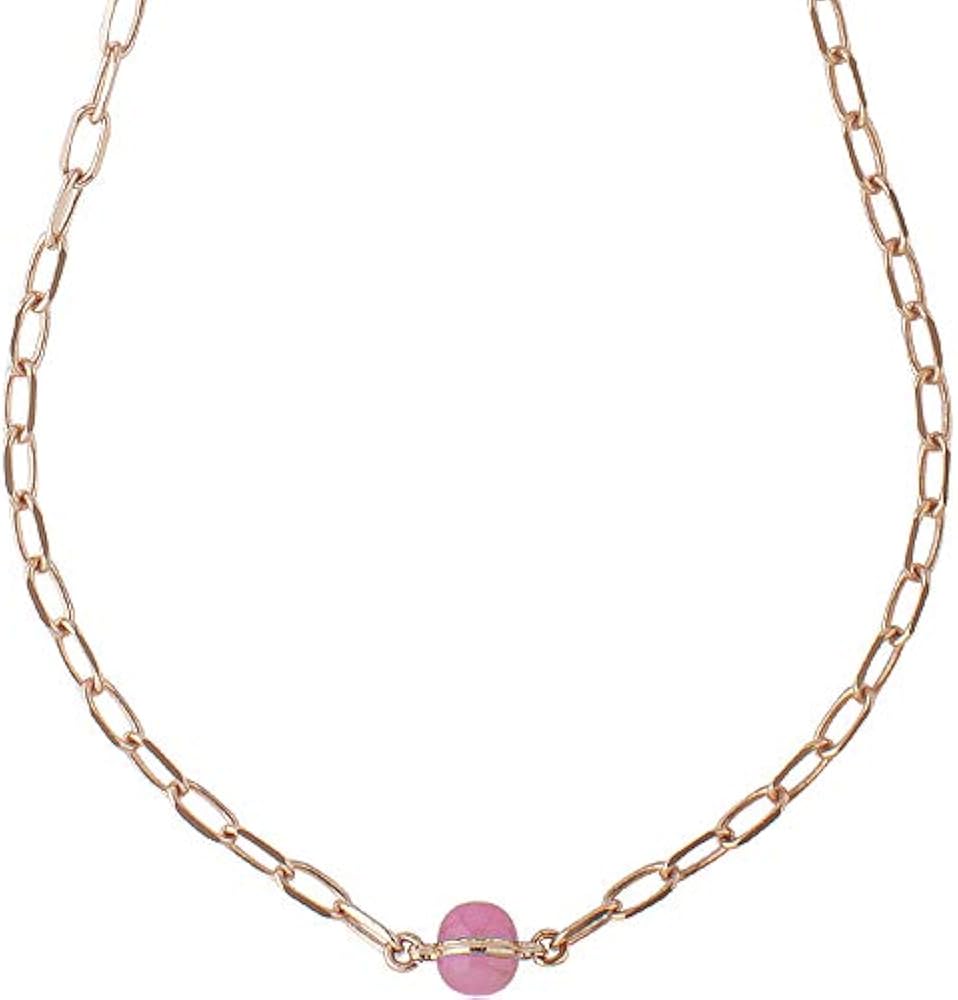 Boccadamo, collana a catena con cabochon fucsia per donna,bronzo placcata oro rosa Xgr554Rf