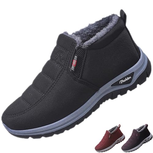 Women's Fur Lined Waterproof Slip On Winter Snow Boots Comfortable Warm Outdoor Lightweight Breathable Non-slip Short Boot for Cold Weather Walking Work Casual Wear Casual