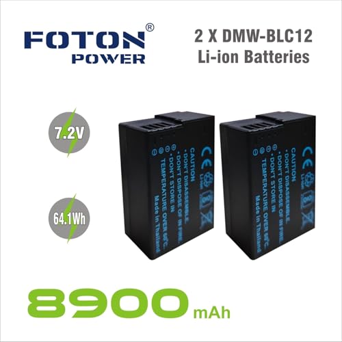 Image of DMW-BLC12 Dual Battery and Charger Combo Pack for Panasonic Lumix Cameras - 7.2V /8900mAh Battery for FZ200, FZ300, FZ330, FZ1000, FZ2000, FZ2500, GH2, G5, G6, G7, G80, G85, GX8.