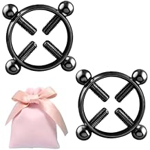 2 Pack Nipple Clamps Rings For Women - Stainless Steel Non-piercing Nipple Jewelry Sexy Body Nipple Jewelry With 4pcs Adjustable Pressure Screw Nipple Ring