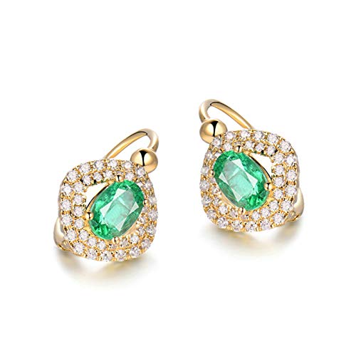 Daesar 18K Yellow Gold Earrings For Women, Square 1Ct Emerald Earrings Vintage Hoop Earrings Gold #TOP3
