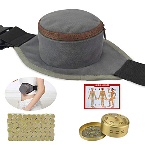 Smokeless Moxa Purifier with Copper Tank,60Pcs Moxa Stick, Adjustable Velcro Pocket, 艾灸 Moxibution Treatment for Arthritis Pain Relive, Neck Knee Joint Pain Relieve, Health Maintenance Theropy (1)