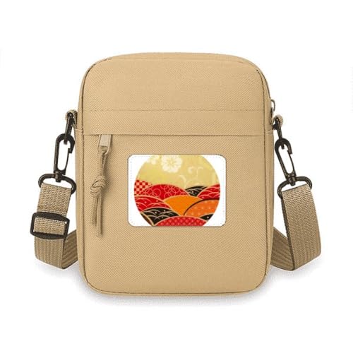 Sac portable bandoulière japonais géométrique avec rangements et mini poches