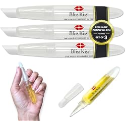 Bliss Kiss Refillable Squeeze Cuticle Oil Pen, Empty 3-Pack, Ideal for Nail Growth Oil and Nail Oil Application