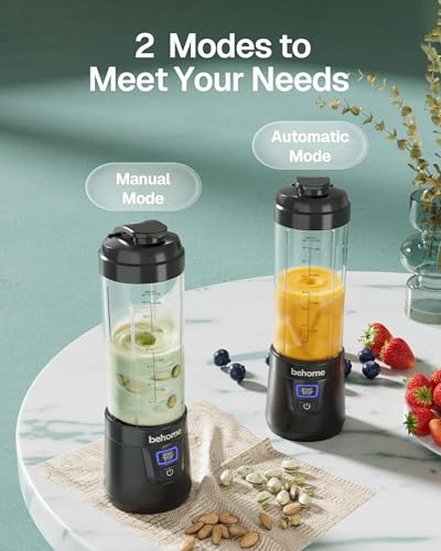 Behome Portable Blender Smoothies and Shakes, Personal Juicer 14 OZ BPA Free Portable Cups, USB-C Rechargeable, Dishwasher Safe Parts - Mini Small Blenders Cup Fits Home, Office, Gym, Travel