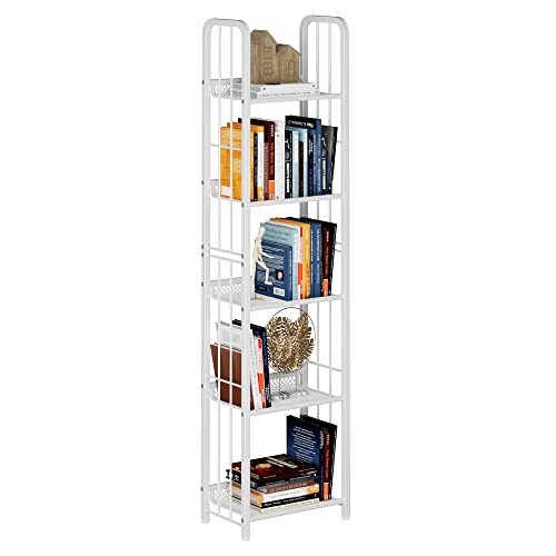 Azheruol Bookshelf Storage Shelf Bookcase Freestanding Storage Stand For Living Room, Bedroom, Kitchen, Rust Resistance, Easy Assembly Free Combination Multi-Functional Organizer (5 Tiers,White) #TOP3