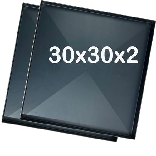 [2 PEZZI] Teglie ferro blu 30x30x2 Cm, misure per forno Godino con diagonale antideformazione Spessore teglie 8/10 Pizza alta idratazione ideale per professionisti della pizza e focaccia