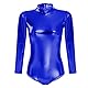 IBTOM CASTLE Ballettanzug Damen Frauen Langarm Body Ballett Trikot Turnanzug Gymnastikanzug Tanzen Bodysuit Tanztraining Gymnastik Kostüm Einteiler Metallic One Piece Leotards Oberteile Königs Blau S