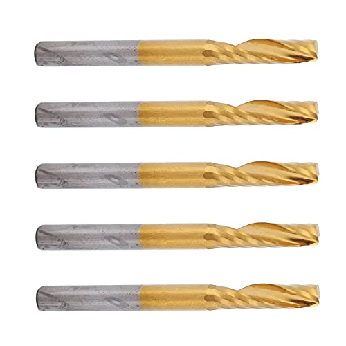 Keenso Ensemble de Fraises en Spirale 5 Pcs pour les Coupes en Aluminium 4 X 17 X 45 Mm, Excellente Finition, Durée de Vie à Long Terme, Frappeurs CNC pour les Métaux Non Ferrices, Robuste et