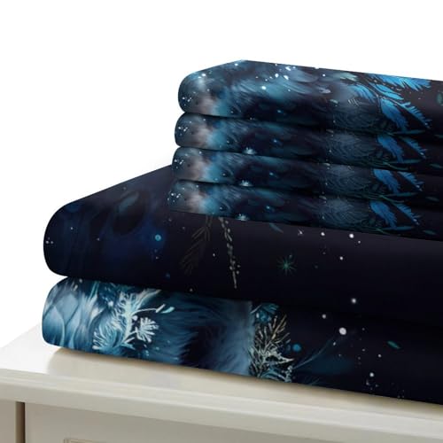 Drap de couette loup bleu 3D 200x200 microfibre 3 pièces