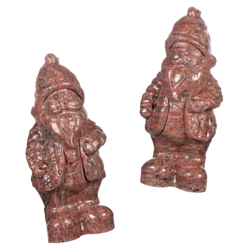 Nupuyai 5" Sesame Red Jasper Carved Crystal Stone Santa Claus Statue - Image 4