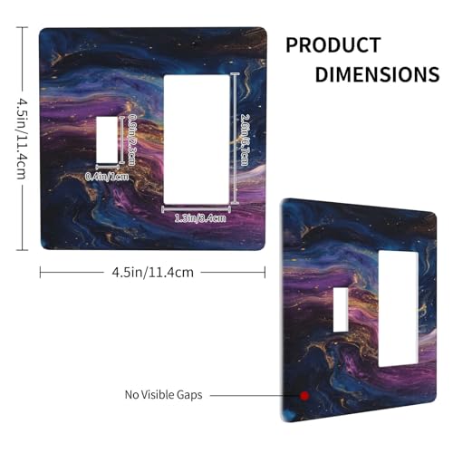 Decorative Outlet Covers Abstract Purple Blue Gold Marble Texture 2 Gang 1 Gang Wall Plate Cover Single Toggle Rocker Combo Light Switch Cover Plate Faceplate for Bedroom Decor