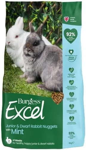 Burgess Excel Junior and Dwarf Nuggets with Mint Rabbit Food 9 kg, Green