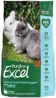 Burgess Excel Junior and Dwarf Nuggets with Mint Rabbit Food 9 kg, Green