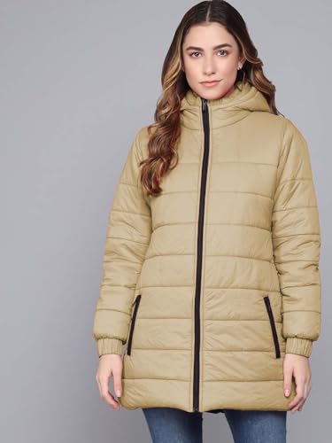 Image of KOTTY Women's Full Sleeve Zipper Fur Hooded Neck Puffer Jacket