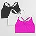 Kurve Girl’s Seamless Strappy Back Stretchy Crop Undershirt Bra, Made in USA, Black/White/Neon Fuschia Set, 9 to 14 Years