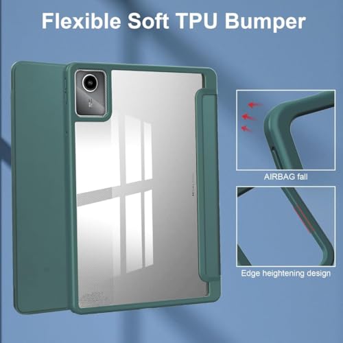 Image of ProElite Cover for Motorola Pad 60 Neo 11 inch 2025, Smart Flip Case Cover for Motorola Pad 60 Neo 11 inch 2025 with Pen Holder, Dark Green [Transparent Back]