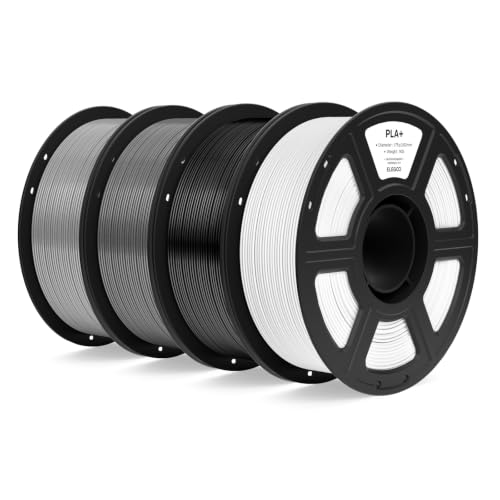 Image of ELEGOO PLA+ Filament 1.75mm Bundle, High Toughness PLA Plus 3D Printer Filament Dimensional Accuracy + /- 0.02mm, 4pcs 1kg Spool(2.2lbs) Fits for Most FDM 3D Printes Black /White /Grey /Space Grey