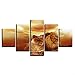 Produktbild DGGDVP HD Gedruckt Dekoration Malerei Wandkunstwerk 5 Stücke Tier Lion Leinwand Modulare Poster   Bilder für Wohnzimmer Größe 2 Rahmen